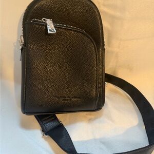 Elegant Black Leather Belt Bag